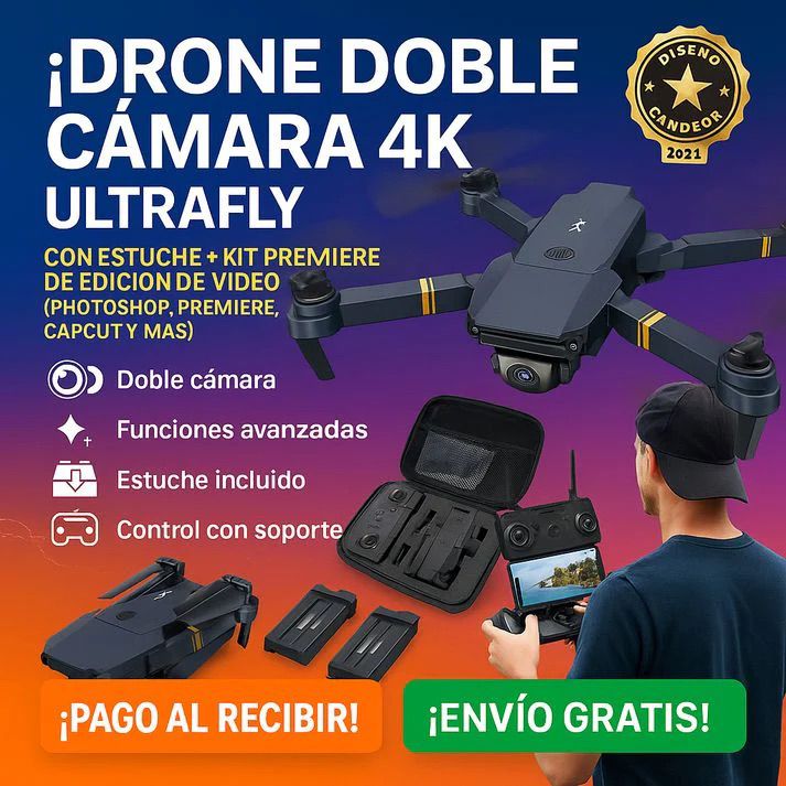 🚁 Drone Doble Cámara PRO 4K + Estuche, control y ¡REGALO EXCLUSIVO SOLO HOY! 🔥