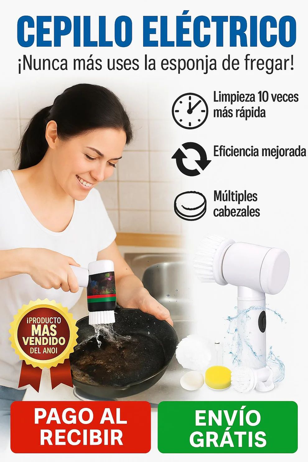 🔥 ¡Adiós al estropajo! El Cepillo Eléctrico Revolucionario que deja tu cocina brillante en segundos ✨