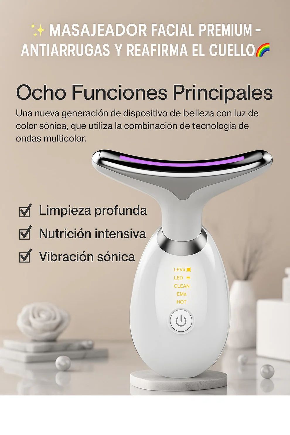 ✨ Masajeador Facial Premium – Antiarrugas y reafirma el cuello