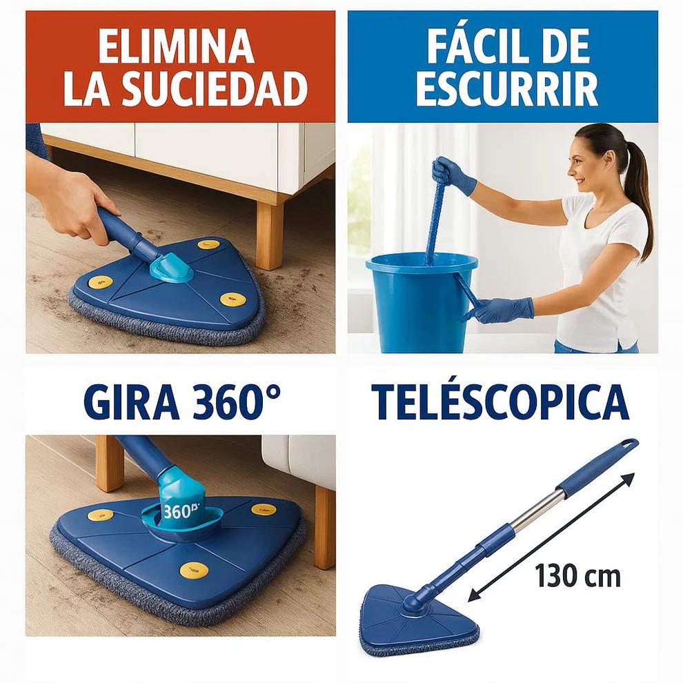 🔥 Oferta por Cerrarse: Fregona 360° Premium con Autoescurrido Rápido - Adiós a la Suciedad sin Esfuerzo
