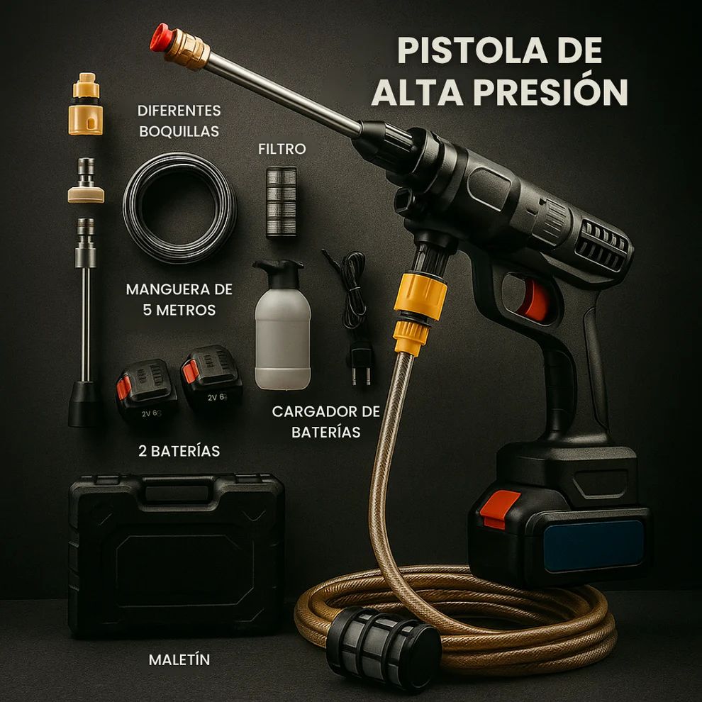 💦 PISTOLA ALTA PRESIÓN PRO + 2 BATERÍAS 48 V CON ESTUCHE – ¡ÚLTIMAS UNIDADES! 🔥
